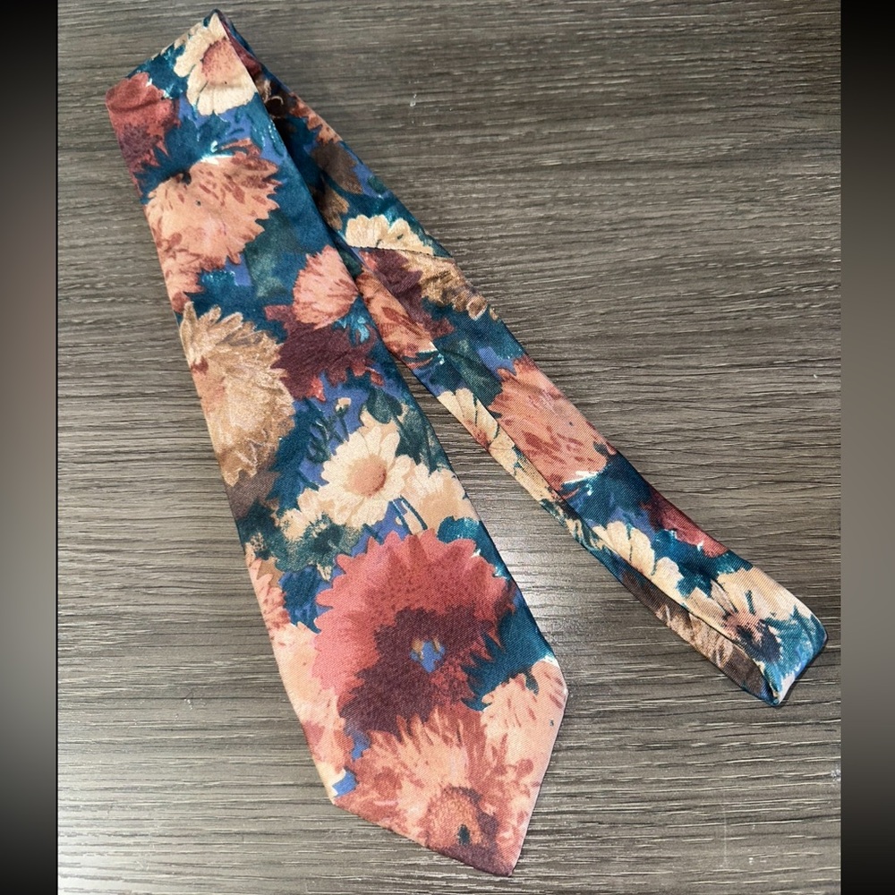 Vintage Silk Pierre Cardin Floral Tie in Blue and Brown